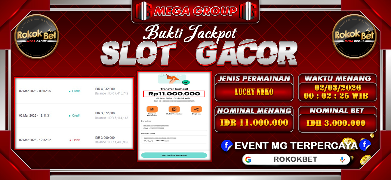 Bukti JP situs Rokokbet hari Senin, 02 Maret 2026