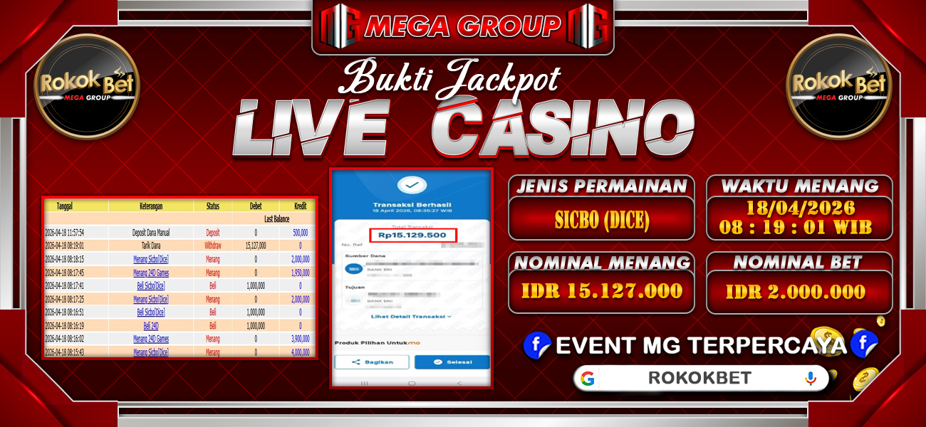 Bukti JP situs Rokokbet hari Minggu, 19 April 2026