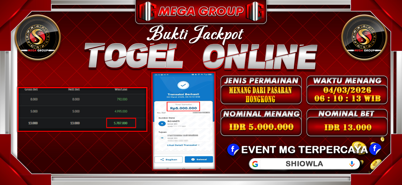 Bukti JP situs Shiowla hari Rabu, 04 Maret 2026